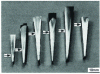 Figure 15 - Casting in a wedge mold of increasing width, showing the thickness of amorphous material that can be obtained