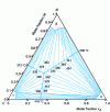 Figure 37 - Same diagram as figure . Representation of three-phase monovariant triangles above the eutectic invariant