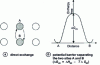 Figure 2 - Movement of two atoms by direct exchange, and representation of the energy barrier associated with this movement.