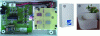 Figure 11 - Walking radar a) MDU1130 sensor, b) associated electronics, c) test box, d) inclusion in a vessel