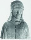 Figure 4 - Gallo-Roman ex-voto depicting a bust of a woman wearing a torque, treated with Arigal C®[© 63/Chamalières/Source des Roches, 1968_Responsible for operation: M. Dumontet and A.-M. Romeuf, Auteur clichés : Messieurs Levasseur et Dubois (faculté des Lettres Clt-Fd)].