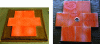 Figure 32 - Ceramic and composite target based on 3D interlock warp fabric before impact (left) and after impact by 12.7 mm AP armour-piercing ammunition at 610 m/s (right) in accordance with MIL-PRF-46103E type III [96].