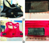 Figure 16 - Examples of PEDOT:PSS electrodes positioned on armbands for ECG measurement in motion [6].