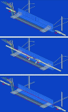 Figure 46 - Description of the various steps involved in the positive exchange of weft yarn by two bilateral lances