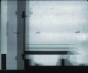 Figure 5 - X-ray images obtained using the triple exposure method (before impact, just after impact and a few moments after impact) during a ballistic test carried out at ISL. Pre-impact ammunition measures 32.4 mm.