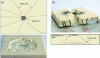 Figure 7 - Diagrams and associated photographs of ceramic damage a) at impact surface and b) in cross-section