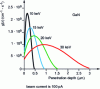 Figure 3 - Generation function in GaN calculated from Everhart and Hoff's energy loss function [4]. Evolution with incident electron energy