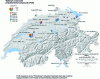 Figure 11 - Spatial distribution of PCB congeners (PCB-28, 52, 101, 138, 153 and 180). Air pollution load and individual PCB differentiation between the six categories of contamination levels identified in Switzerland in 1995