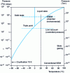 Figure 22 - Water status diagram. Maximum operating range and pressure for each microscope type