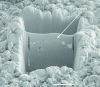 Figure 33 - An example of the application of the FIB microscope to the preparation of thin slides for transmission electron microscopy (EDF R doc.)