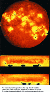 Figure 23 - Heterogeneity of a light biconstituent mixture in an axial section and two thickness sections of a 150 mm diameter disk (doc. CEA, COFREND collaboration)