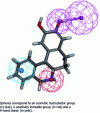 Figure 6 - Pharmacophore functions according to Catalyst with tolerance zones and H-bond representation (H-bond donor)