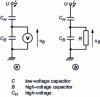 Figure 24 - Capacitive divider  and equivalent diagram 