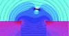 Figure 9 - Simulation of the behaviour of a magnetic
particle at a discontinuity (photo credit: SREM Technologies)