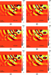 Figure 37 - Phase maps modulo 2π extracted over a time interval [0.31 ms; 0.36 ms] showing the vibration field a few moments after the wavefront passed through the TNA zone.