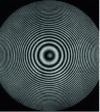 Figure 26 - Newton rings observed with the Fizeau interferometer between a diopter of 150 mm diameter and 370 m radius of curvature and a reference plane. The uncertainty in the measurement of the radius of curvature is ± 10 m at two estimated standard deviations (Institut d'optique document).