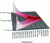 Figure 16 - Evolution of the spectrum of a straight Bragg grating during loading, then unloading, of a material subjected to a deformation gradient