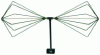 Figure 2 - Biconical antenna. Broadband antenna structured around 2 conical conductors. Its useful frequency range for measurements extends from 20 to 220 MHz. It is typically used for measurements related to broadcasting (100 MHz band).