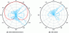 Figure 20 - Effect of a triplet cardioid (in
red) on the pattern (in blue) of a linear antenna [25].