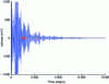 Figure 2 - Echogram with system response for He 95-Xe 5 mixture at 74 bar with water to couple sensor and tube