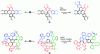 Figure 14 - Examples of rearrangements in Scholl reactions (grey arrows indicate the migration of aromatic substituents and the rotation of single bonds leading to the rearranged product)