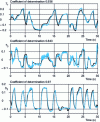 Figure 9 - Comparison of measured output (blue line) and estimated model output (black line)