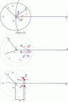 Figure 13 - Illustration of the different CoMNet variants. The red arrows show the possible sensor movements with their associated weights. The blue links represent the associated cost shipments.