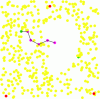 Figure 6 - Illustration of a gluttonous routing failure. Source and destination appear in green.