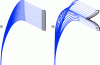 Figure 19 - Two examples of closed-loop control with a) straight and b) spiral trajectories. The robot, shown here in blue, moves from the lowest position designated by "start" to the highest position designated by "end", passing through intermediate "target" positions.