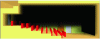 Figure 15 - Visualization of smoke and heat release (> 80 kW/m3) for a fire starting at the bottom of a 192-seat hall, after 6 min.