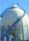 Figure 21 - LPG storage sphere equipped with a zenithal deluge system and a cooling ring in the lower section.