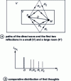 Figure 17 - Distribution of first reflections from a source/receiver pair located in 2 rooms with very different volumes