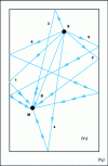 Figure 9 - Schematic paths of the first six reflections induced at point M by a source located in S