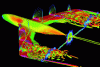 Figure 40 - Numerical simulation of turbulent flow around the CAT3D virtual aircraft (V. Brunet © ONERA)