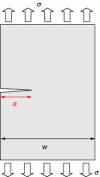 Figure 11 - Definition of useful quantities in the vicinity of a notch in a composite plate of finite dimensions